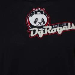 Pre Owned Dolce & Gabbana Black DG Royals Patch Cotton Crewneck T-Shirt XL
