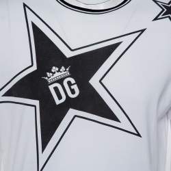 Pre Owned Dolce & Gabbana White Cotton DG Star Millennials Crewneck T-Shirt L