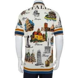 Pre Owned Dolce & Gabbana Multicolor Italy Tour Print Polo T-Shirt XL