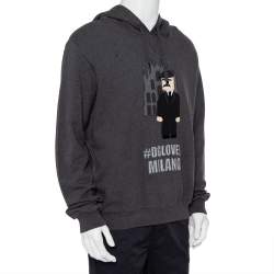Pre Owned Dolce & Gabbana Grey Patchwork Detail Hooded Sweatshirt XXL