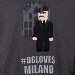Pre Owned Dolce & Gabbana Grey Patchwork Detail Hooded Sweatshirt XXL