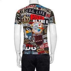 Pre Owned Dolce & Gabbana Multicolor Multiprinted Cotton Crewneck T-Shirt S