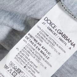 مملوكة مسبقًا تي شيرت دولتشي أند غابانا رقبة مستديرة قطن مطبوع شعار أسود مقس صغير جداً (اكس سمول)