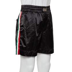 Pre Owned Dolce & Gabbana Black Synthetic Side Strip Detail Shorts XL
