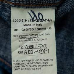 مملوكة مسبقًا قميص دولتشي أند غابانا أزرار أمامية دنيم خفيف الوزن أزرق مقاس كبير (لارج)