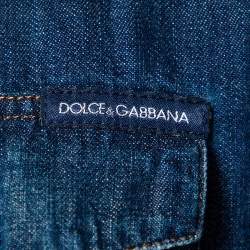 مملوكة مسبقًا قميص دولتشي أند غابانا أزرار أمامية دنيم خفيف الوزن أزرق مقاس كبير (لارج)