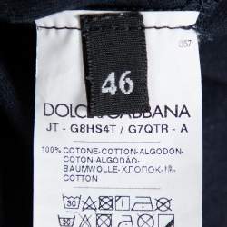 مملوكة مسبقًا Dolce & Gabbana Navy Blue Cotton Logo Printed Crewneck T-Shirt S