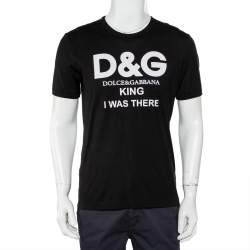 Pre Owned Dolce & Gabbana Black Logo Printed Cotton Crewneck T-Shirt M