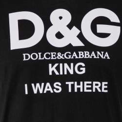Pre Owned Dolce & Gabbana Black Logo Printed Cotton Crewneck T-Shirt M