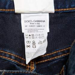 Pre Owned بنطلون جينز دولتشي أند غابانا قصة مكسمة مستقيمة دنيم مغسول داكن انديغو 14 ذهبي مقاس صغير