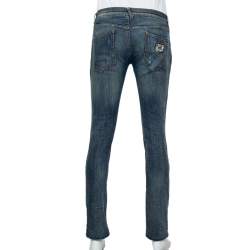 Pre Owned Dolce & Gabbana Blue Light Wash Denim Distressed Jeans M