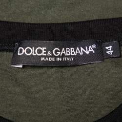 مملوكة مسبقًا تي شيرت دولتشي أند غابانا رقبة مستديرة قطن مطبوع زهرة دوار الشمس أخضر مقاس صغير جداً (اكس سمول)