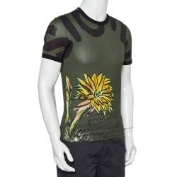 مملوكة مسبقًا تي شيرت دولتشي أند غابانا رقبة مستديرة قطن مطبوع زهرة دوار الشمس أخضر مقاس صغير جداً (اكس سمول)
