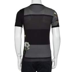 Pre Owned Dolce & Gabbana Charcoal Grey Floral Printed Cotton Crewneck T-Shirt XS