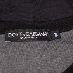 Pre Owned Dolce & Gabbana Charcoal Grey Floral Printed Cotton Crewneck T-Shirt XS