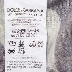 Pre Owned Dolce & Gabbana Charcoal Grey Floral Printed Cotton Crewneck T-Shirt XS