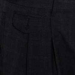 Pre Owned Dolce & Gabbana Charcoal Grey Checkered Wool Tapered Leg Pants L