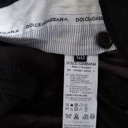 Pre Owned Dolce & Gabbana Charcoal Grey Checkered Wool Tapered Leg Pants L
