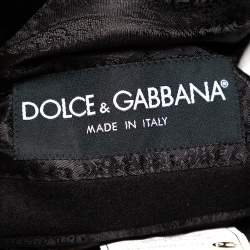 Pre Owned Dolce & Gabbana Black Wool Velvet Trim Button Front Blazer XL
