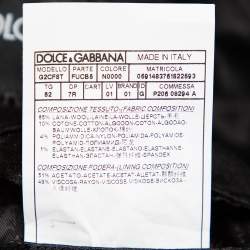 Pre Owned Dolce & Gabbana Black Wool Velvet Trim Button Front Blazer XL