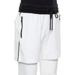 Pre Owned Dolce & Gabbana White Cotton Contrast Waist Detail Shorts XL