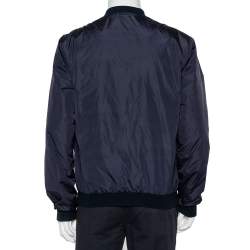 Pre Owned Dolce & Gabbana Navy Blue Synthetic Zip Front Bomber Jacket XXL 