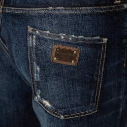 مملوكة مسبقًا بنطلون جينز دولتشي أند غابانا ممزق 16 دنيم كحلي مقاس كبير جداً جداً