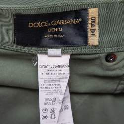 مملوكة مسبقًا Dolce & Gabbana Green Denim 14 Gold Fit Jeans XXL