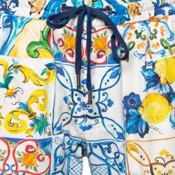 Pre Owned بنطلون دولتشي أند غابانا قطن طباعة ماجوليكا متعدد الألوان مقاس متوسط