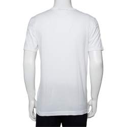 مملوكة مسبقًا Dolce & Gabbana White Logo Printed Cotton Crewneck T-Shirt M
