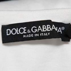 مملوكة مسبقًا Dolce & Gabbana White Logo Printed Cotton Crewneck T-Shirt M