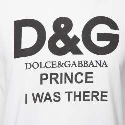 مملوكة مسبقًا Dolce & Gabbana White Logo Printed Cotton Crewneck T-Shirt M
