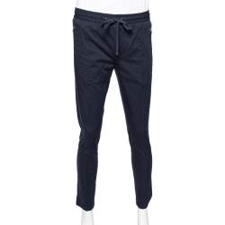 Pre Owned Dolce & Gabbana Navy Blue Cotton Track Pants S