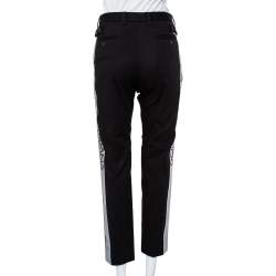 مملوكة مسبقًا Dolce & Gabbana Black Cotton Contrast Logo Tape Detail Pants M