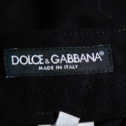 مملوكة مسبقًا Dolce & Gabbana Black Cotton Contrast Logo Tape Detail Pants M