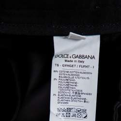 مملوكة مسبقًا Dolce & Gabbana Black Cotton Contrast Logo Tape Detail Pants M