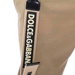 مملوكة مسبقًا بنطلون دولتشي آند غابانا تويل قطن بيج بحمالات مقاس سمول - صغير