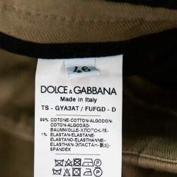 مملوكة مسبقًا بنطلون دولتشي آند غابانا تويل قطن بيج بحمالات مقاس سمول - صغير