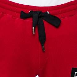 Pre Owned Dolce & Gabbana Burgundy Cotton Logo Printed Joggers S