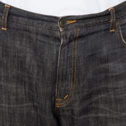 مملوكة مسبقًا بنطلون جينز دولتشي  أند غابانا دنيم ممزق نمط باهت رمادي أخضر 22 مقاس كبير جدا جدا