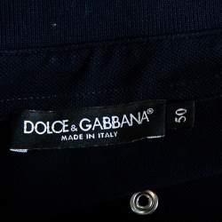 Pre Owned تي شيرت بولو دولتشي أند غابانا سحاب ياقة بيك قطن كحلي مقاس كبير