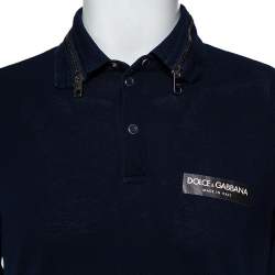 Pre Owned تي شيرت بولو دولتشي أند غابانا سحاب ياقة بيك قطن كحلي مقاس كبير