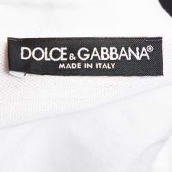 Pre Owned Dolce & Gabbana White Logo Embroidered Cotton Pique Polo T-Shirt XXL