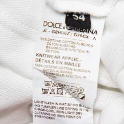 Pre Owned Dolce & Gabbana White Logo Embroidered Cotton Pique Polo T-Shirt XXL