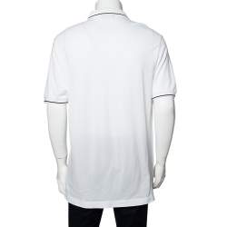 Pre Owned Dolce & Gabbana White Logo Embroidered Cotton Pique Polo T-Shirt XXL
