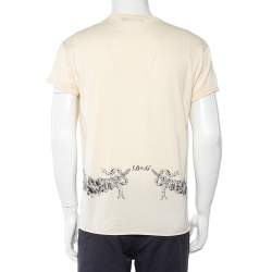 Pre Owned Dolce & Gabbana Cream Sicilian Building Printed & Logo Embellished T-Shirt L