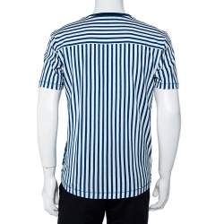 Pre Owned Dolce & Gabbana White Striped Majolica Printed Crewneck T-Shirt M