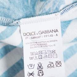 Pre Owned Dolce & Gabbana White Striped Majolica Printed Crewneck T-Shirt M