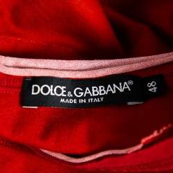 Pre Owned تي شيرت دولتشي أند غابانا رقبة مستديرة طباعة لوف وكاكتوس أحمر مقاس متوسط