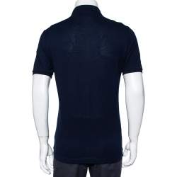 Pre Owned Dolce & Gabbana Navy Blue Cotton Pique Logo Patch Detail Polo T-Shirt M